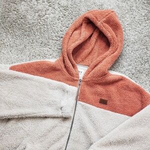 Roxy Jacket Womens M Beige Hooded Lined Full Zip Fleece Pockets Relaxed Fit Surf